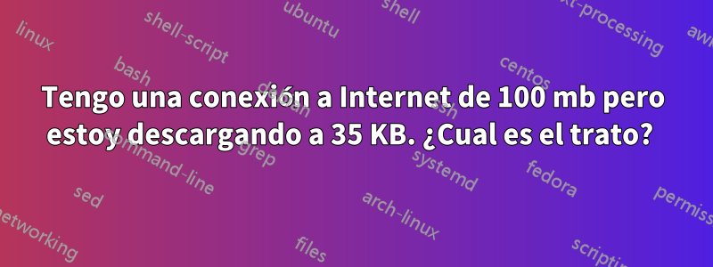 Tengo una conexión a Internet de 100 mb pero estoy descargando a 35 KB. ¿Cual es el trato? 