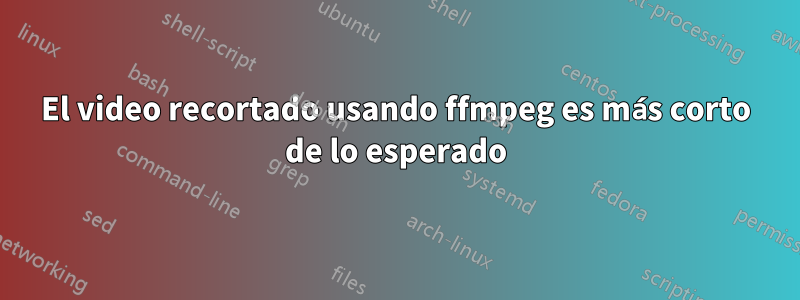 El video recortado usando ffmpeg es más corto de lo esperado