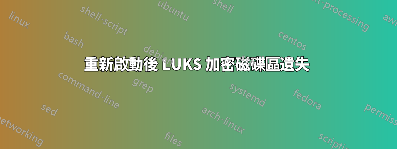 重新啟動後 LUKS 加密磁碟區遺失