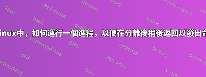 在Linux中，如何運行一個進程，以便在分離後稍後返回以發出命令