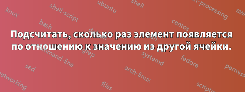 Подсчитать, сколько раз элемент появляется по отношению к значению из другой ячейки.