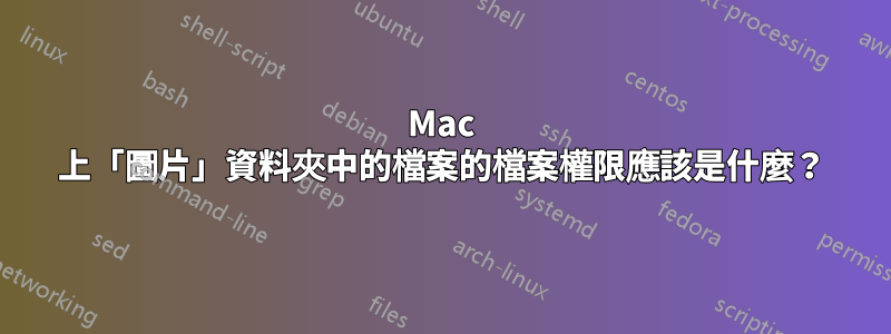 Mac 上「圖片」資料夾中的檔案的檔案權限應該是什麼？