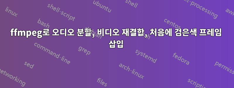 ffmpeg로 오디오 분할, 비디오 재결합, 처음에 검은색 프레임 삽입