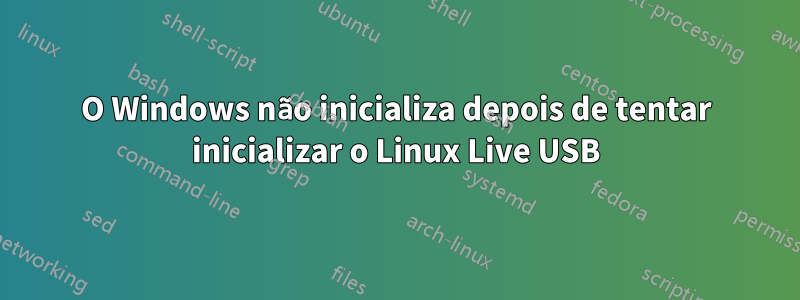 O Windows não inicializa depois de tentar inicializar o Linux Live USB