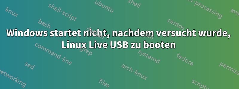 Windows startet nicht, nachdem versucht wurde, Linux Live USB zu booten