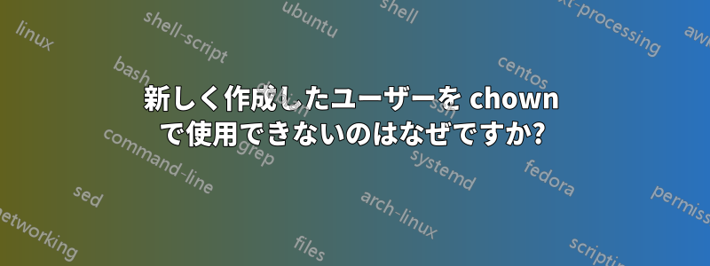 新しく作成したユーザーを chown で使用できないのはなぜですか?