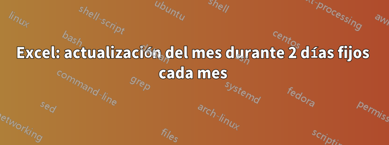 Excel: actualización del mes durante 2 días fijos cada mes