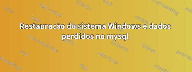 Restauração do sistema Windows e dados perdidos no mysql