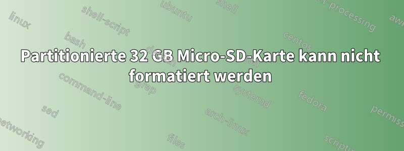 Partitionierte 32 GB Micro-SD-Karte kann nicht formatiert werden