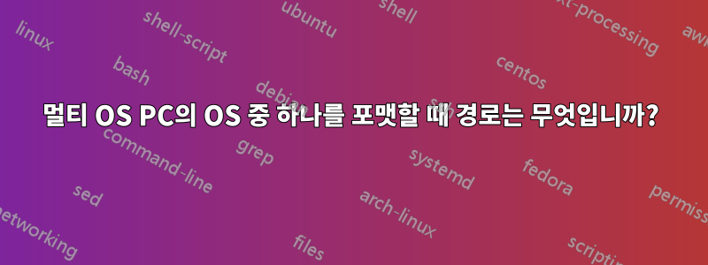 멀티 OS PC의 OS 중 하나를 포맷할 때 경로는 무엇입니까?
