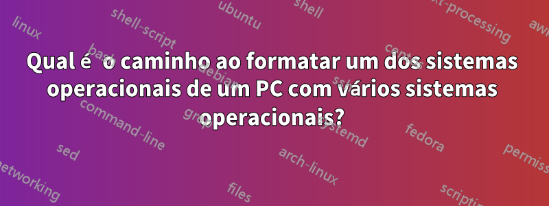 Qual é o caminho ao formatar um dos sistemas operacionais de um PC com vários sistemas operacionais?