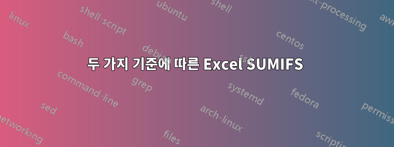 두 가지 기준에 따른 Excel SUMIFS