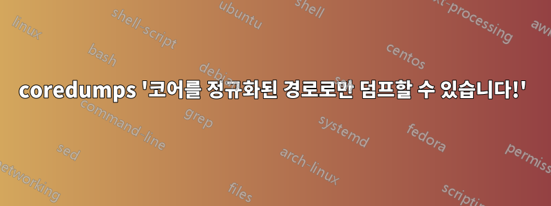 coredumps '코어를 정규화된 경로로만 덤프할 수 있습니다!'