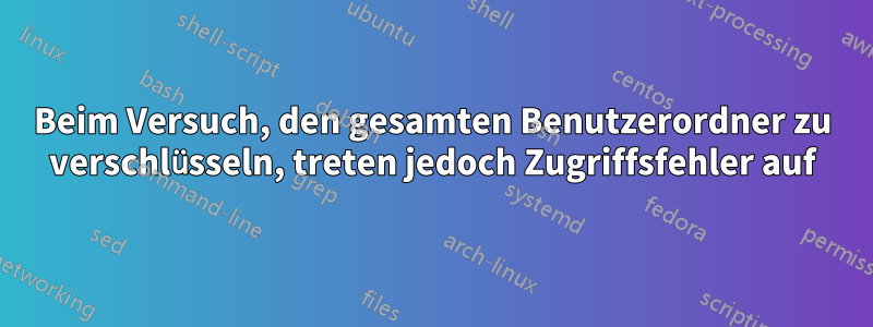 Beim Versuch, den gesamten Benutzerordner zu verschlüsseln, treten jedoch Zugriffsfehler auf