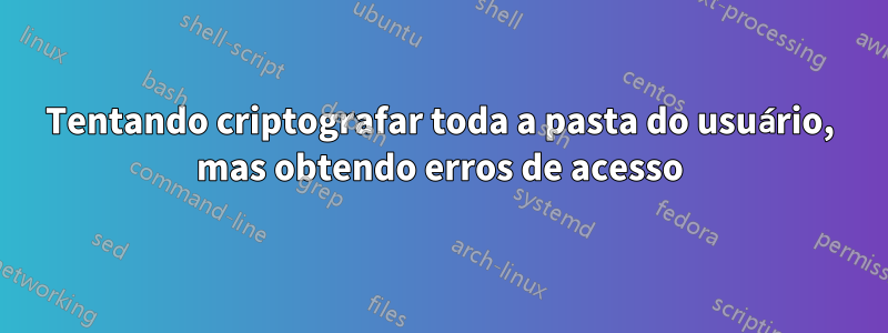 Tentando criptografar toda a pasta do usuário, mas obtendo erros de acesso