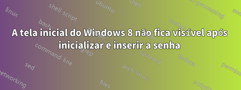 A tela inicial do Windows 8 não fica visível após inicializar e inserir a senha