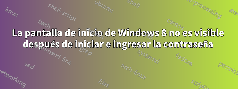 La pantalla de inicio de Windows 8 no es visible después de iniciar e ingresar la contraseña