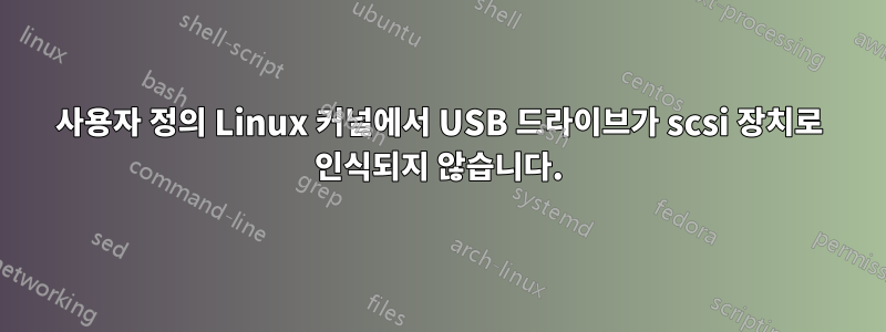 사용자 정의 Linux 커널에서 USB 드라이브가 scsi 장치로 인식되지 않습니다.