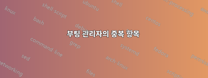 부팅 관리자의 중복 항목