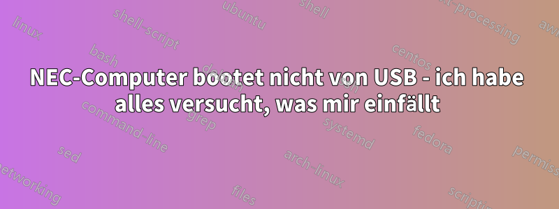 NEC-Computer bootet nicht von USB - ich habe alles versucht, was mir einfällt