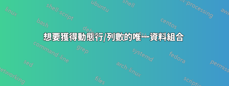 想要獲得動態行/列數的唯一資料組合