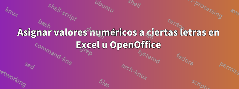 Asignar valores numéricos a ciertas letras en Excel u OpenOffice