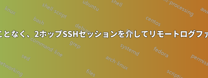 パスワードを入力することなく、2ホップSSHセッションを介してリモートログファイルをコピーします。