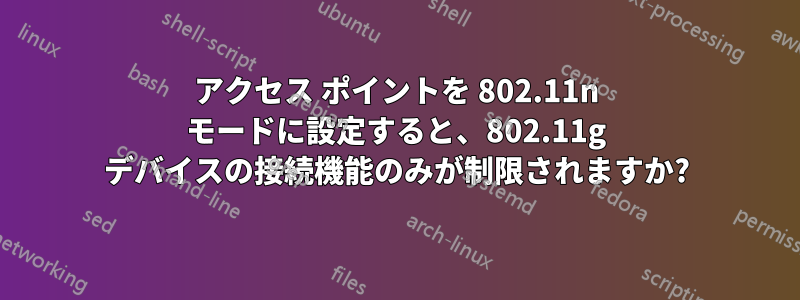 アクセス ポイントを 802.11n モードに設定すると、802.11g デバイスの接続機能のみが制限されますか?