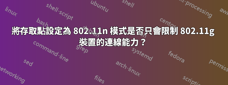 將存取點設定為 802.11n 模式是否只會限制 802.11g 裝置的連線能力？
