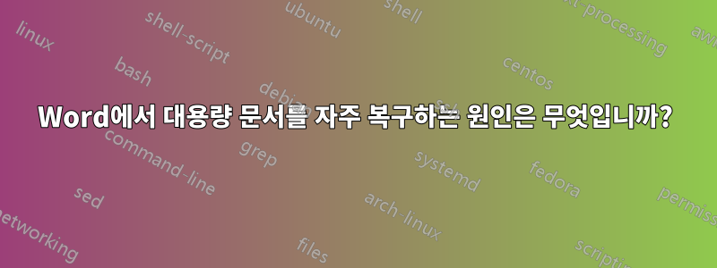 Word에서 대용량 문서를 자주 복구하는 원인은 무엇입니까?