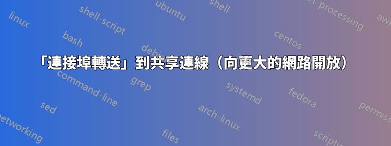 「連接埠轉送」到共享連線（向更大的網路開放）