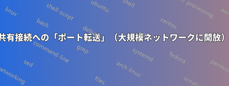 共有接続への「ポート転送」（大規模ネットワークに開放）