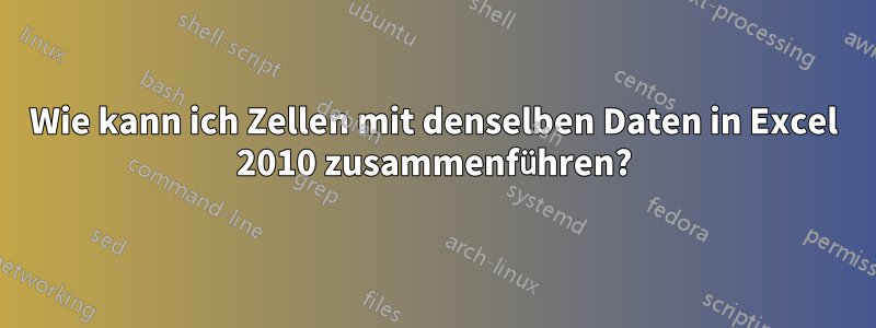 Wie kann ich Zellen mit denselben Daten in Excel 2010 zusammenführen?