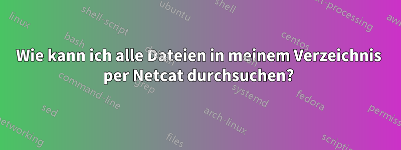 Wie kann ich alle Dateien in meinem Verzeichnis per Netcat durchsuchen?