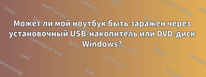 Может ли мой ноутбук быть заражен через установочный USB-накопитель или DVD-диск Windows?