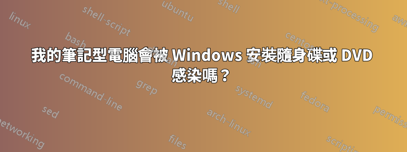 我的筆記型電腦會被 Windows 安裝隨身碟或 DVD 感染嗎？