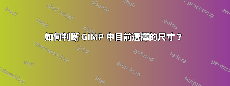 如何判斷 GIMP 中目前選擇的尺寸？