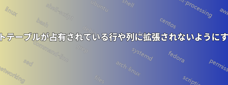 ピボットテーブルが占有されている行や列に拡張されないようにする方法