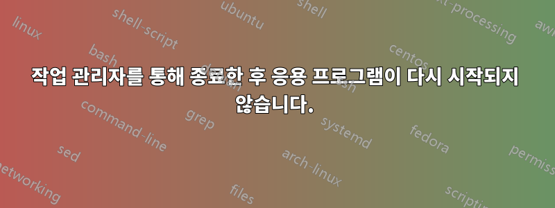 작업 관리자를 통해 종료한 후 응용 프로그램이 다시 시작되지 않습니다.