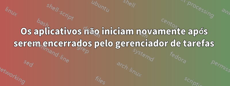 Os aplicativos não iniciam novamente após serem encerrados pelo gerenciador de tarefas