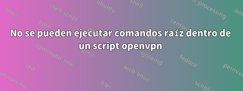 No se pueden ejecutar comandos raíz dentro de un script openvpn