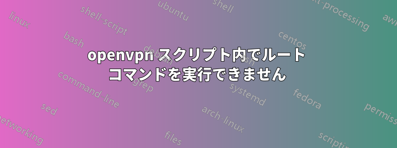 openvpn スクリプト内でルート コマンドを実行できません