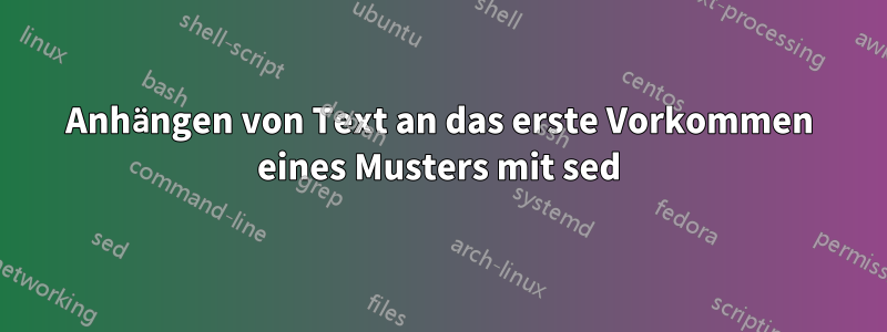 Anhängen von Text an das erste Vorkommen eines Musters mit sed