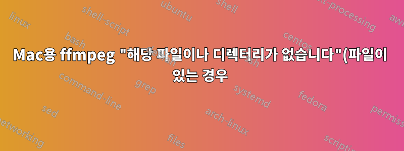 Mac용 ffmpeg "해당 파일이나 디렉터리가 없습니다"(파일이 있는 경우)