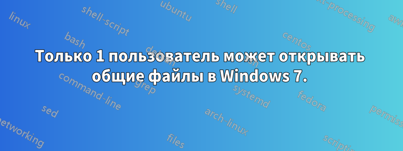 Только 1 пользователь может открывать общие файлы в Windows 7.