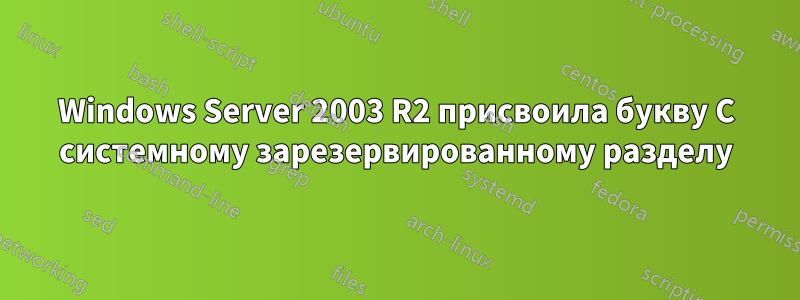 Windows Server 2003 R2 присвоила букву C системному зарезервированному разделу