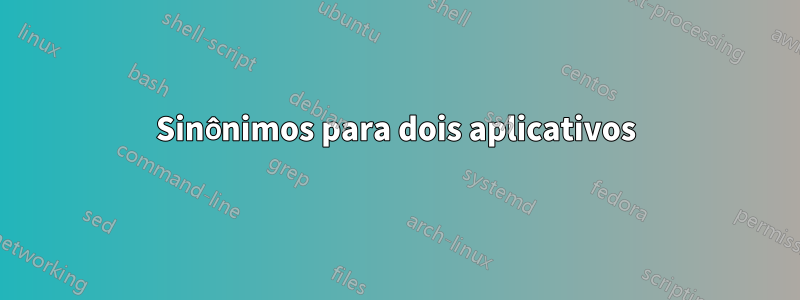 Sinônimos para dois aplicativos