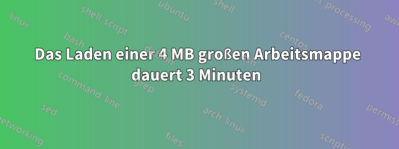 Das Laden einer 4 MB großen Arbeitsmappe dauert 3 Minuten 