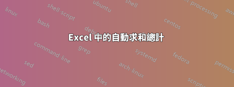 Excel 中的自動求和總計
