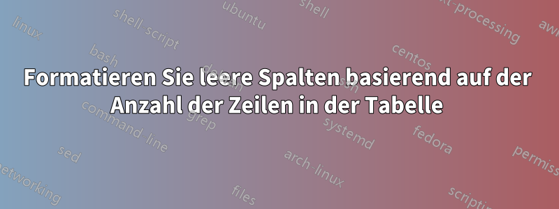 Formatieren Sie leere Spalten basierend auf der Anzahl der Zeilen in der Tabelle